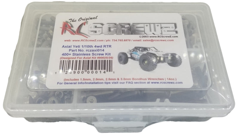 RCScrewZ Stainless Steel Screw Kit axi014 for Axial Racing Yeti 1/10 Electric 4WD Rock Racer Kit/RTR (#90025 / #90026 / AX90025 / AX90026 / AXI90025 / AXI90026) | SET