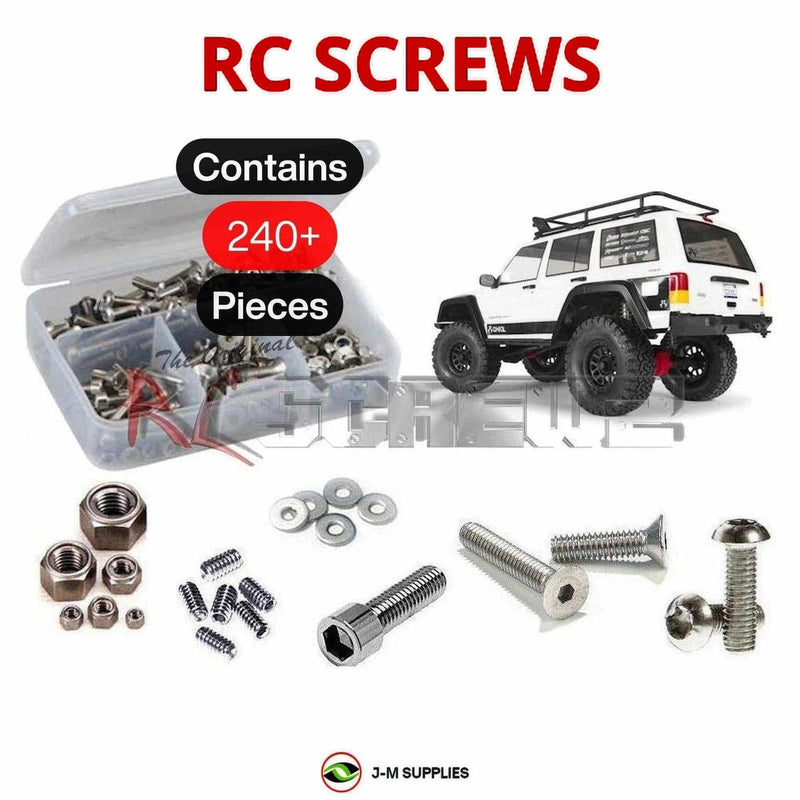 Representative image of an RCScrewZ stainless steel screw kit for Axial SCX10 II Cherokee 1/10 Electric 4WD Crawler (90046); exact kit contents vary by RC model.