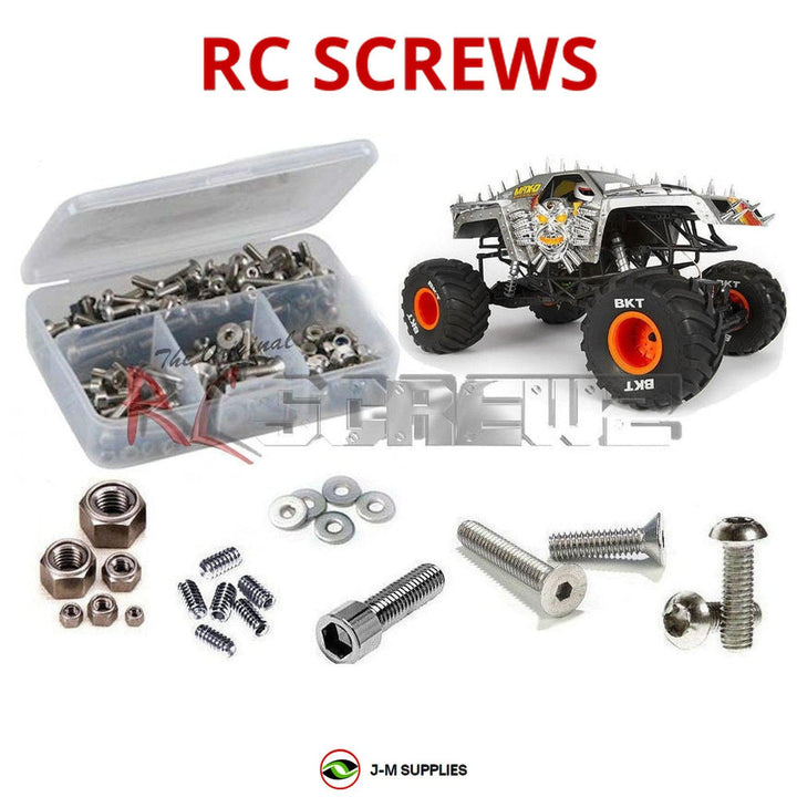 Representative image of an RCScrewZ stainless steel screw kit for Axial SMT10 MAX-D 1/10 Electric 4WD Monster Truck (90057); exact kit contents vary by RC model.
