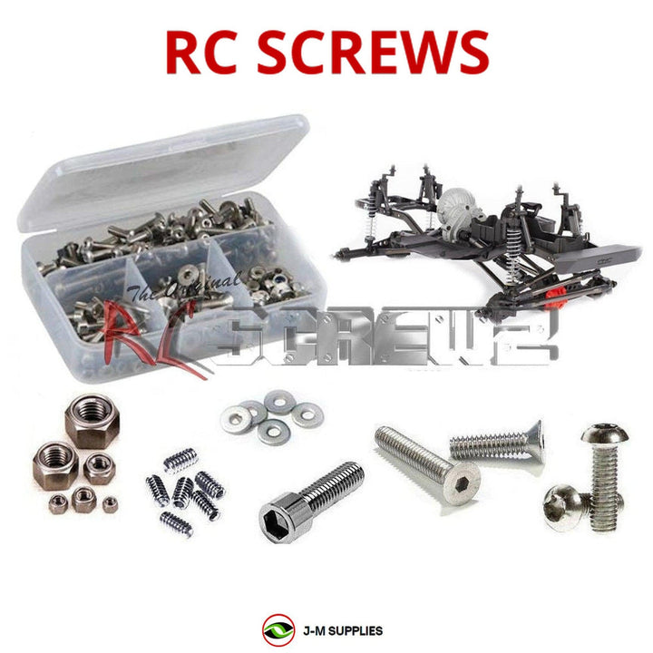 Representative image of an RCScrewZ stainless steel screw kit for Axial SCX10 II Raw Builder 1/10 Electric 4WD (90104); exact kit contents vary by RC model.