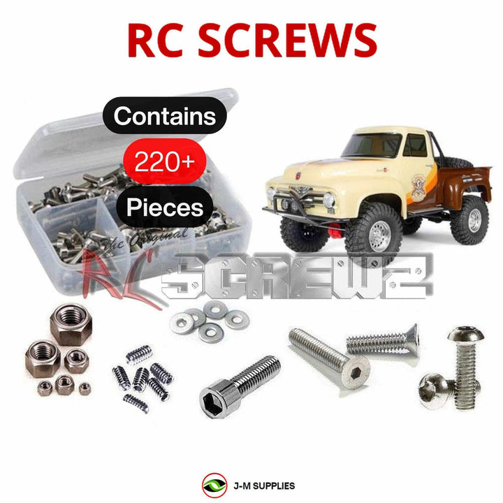 Representative image of an RCScrewZ stainless steel screw kit for Axial SCX10 II Ford F-100 1/10 Electric 4WD (AXI03001); exact kit contents vary by RC model.