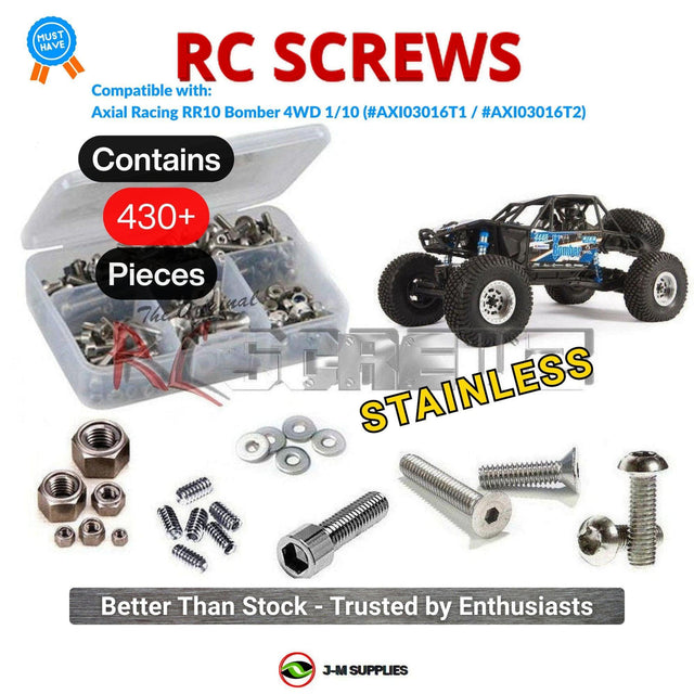 RCScrewZ Stainless Steel Screw Kit axi038 for Axial Racing RR10 Bomber 2.0 RTR 1/10 Electric 4WD Rock Racer Crawler (#AXI03016T1 / AXI03016T2 / AXI03016) | SET