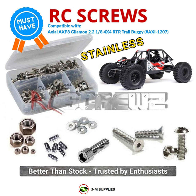 RCScrewZ Stainless Steel Screw Kit axi044 for Axial Racing AXP8 Gilamon 2.2 RTR 1/8 Brushed Electric 4X4 Trail Buggy Rock Crawler (#AXI-1207 / AXI-1207T1 / AXI-1207T2) | SET
