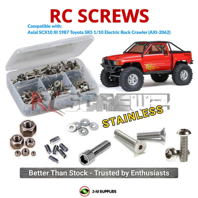 RCScrewZ Stainless Steel Screw Kit axi046 for Axial Racing SCX10 III 1987 Toyota SR5 1/10 Brushed Electric 4X4 RTR Rock Crawler (#AXI-2062 / AXI-2062T1 / AXI-2062T2) | SET