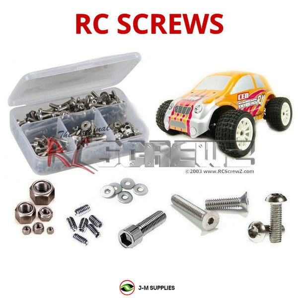 Representative image of an RCScrewZ stainless steel screw kit for CEN Racing ME16 Rally; exact kit contents vary by RC model.