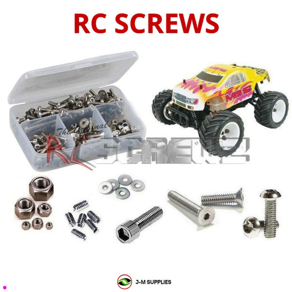 Representative image of an RCScrewZ stainless steel screw kit for CEN Racing MG16 MT 1/16 Nitro Monster Truck; exact kit contents vary by RC model.