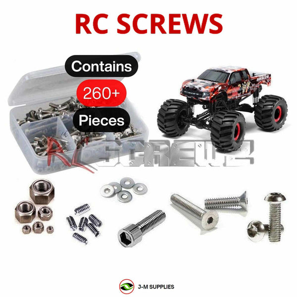 Representative image of an RCScrewZ stainless steel screw kit for CEN Racing HL150 1/10 Solid Axle RTR Monster Truck (#8965); exact kit contents vary by RC model.