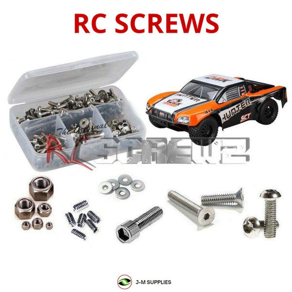 Representative image of an RCScrewZ stainless steel screw kit for DHK Hobby Hunter SCT Short Course Truck 1/10th; exact kit contents vary by RC model.