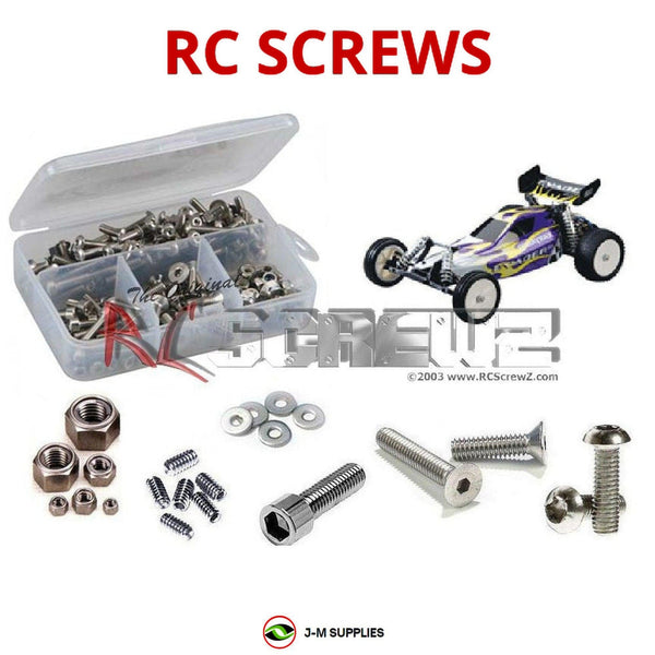 Representative image of an RCScrewZ stainless steel screw kit for Duratrax Evader BX RTR/Pro; exact kit contents vary by RC model.
