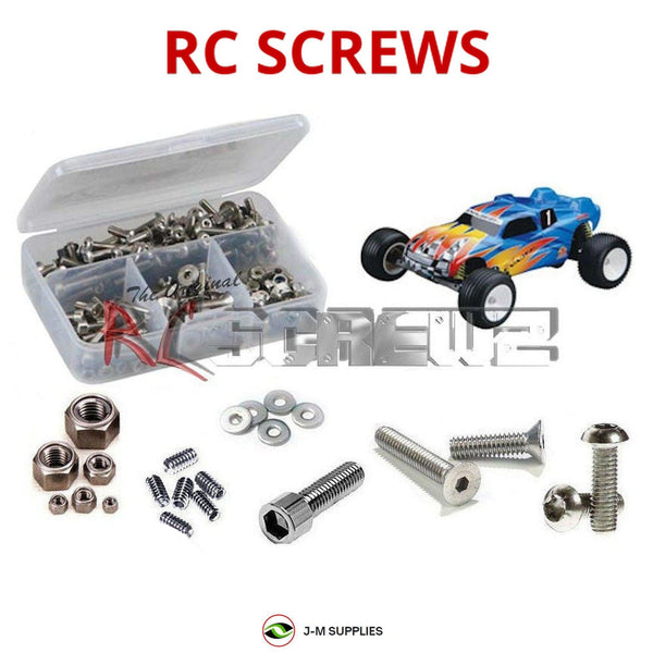 Representative image of an RCScrewZ stainless steel screw kit for Duratrax Nitro Evader ST; exact kit contents vary by RC model.