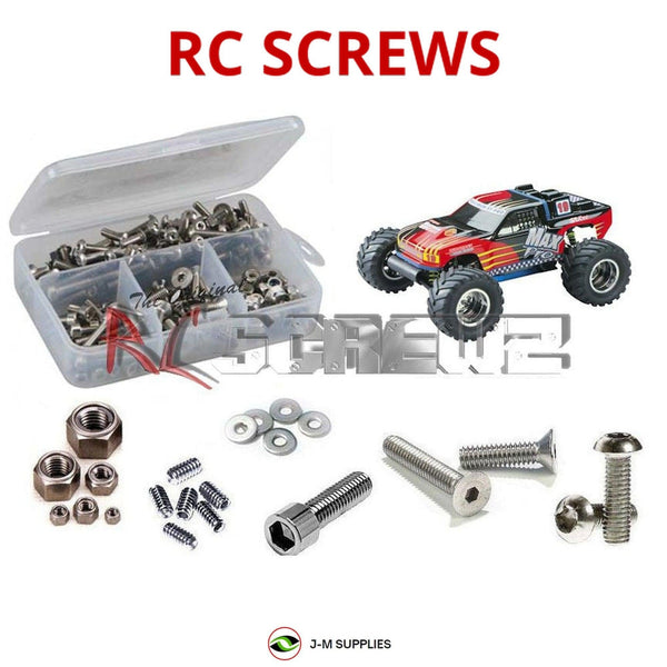 Representative image of an RCScrewZ stainless steel screw kit for Duratrax Maximum ST Pro; exact kit contents vary by RC model.