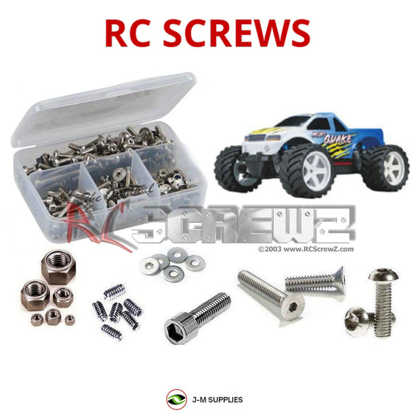 Representative image of an RCScrewZ stainless steel screw kit for Duratrax Mini Quake SE; exact kit contents vary by RC model.