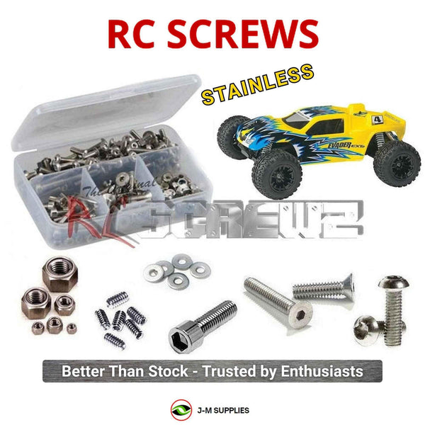 Representative image of an RCScrewZ stainless steel screw kit for Duratrax Evader EXT2 RTR Stadium Truck; exact kit contents vary by RC model.