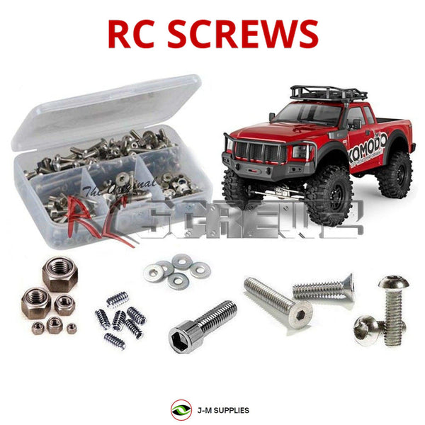 Representative image of an RCScrewZ stainless steel screw kit for Gmade Komodo 1/10 Rock Crawler GS01 (#GM54000); exact kit contents vary by RC model.