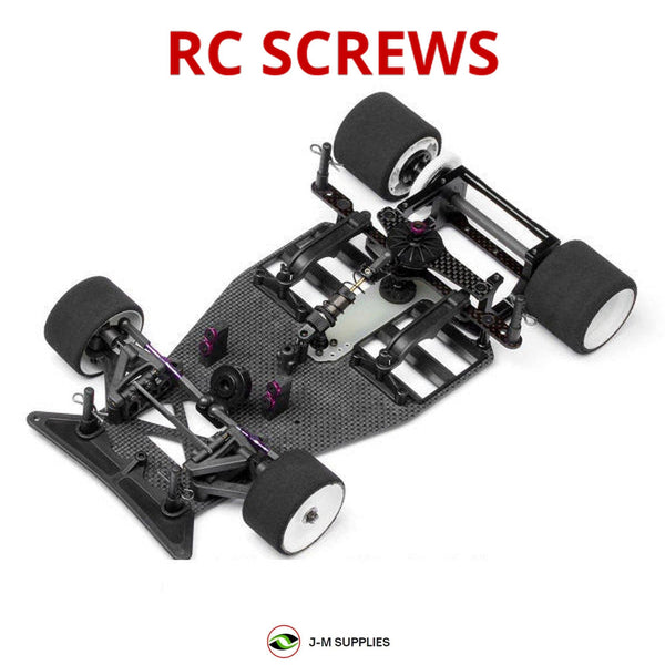 Representative image of an RCScrewZ stainless steel screw kit for Hot Bodies 12X 1/12th Onroad; exact kit contents vary by RC model.