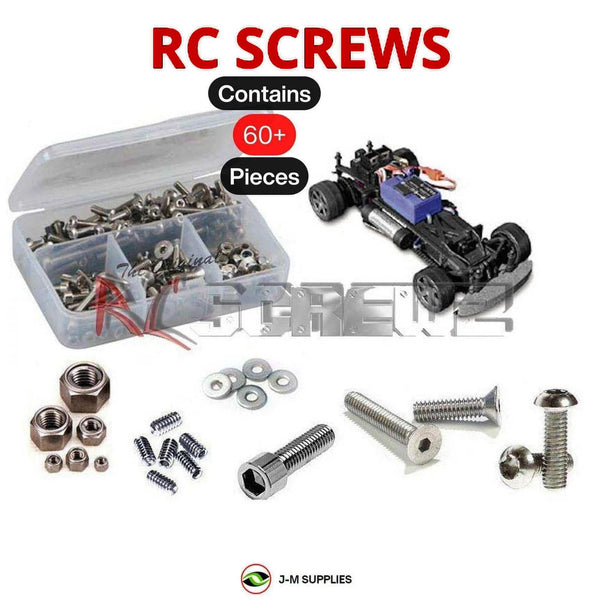 Representative image of an RCScrewZ stainless steel screw kit for HPI Racing Micro RS4 1/18 Elec 4WD Touring/Drift (610, 619); exact kit contents vary by RC model.
