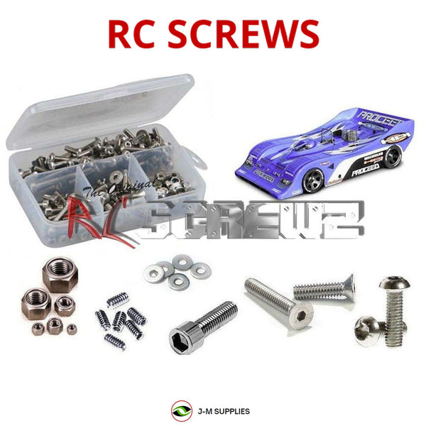 Representative image of an RCScrewZ stainless steel screw kit for HPI Racing Proceed 1/8 Nitro 4WD On-Road Comp Car (801); exact kit contents vary by RC model.
