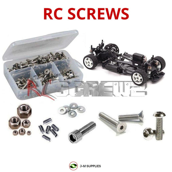 Representative image of an RCScrewZ stainless steel screw kit for HPI Racing Mini RS4 1/10 Electric 4WD Touring Car; exact kit contents vary by RC model.