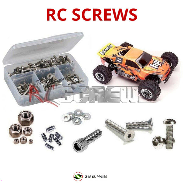 Representative image of an RCScrewZ stainless steel screw kit for HPI Racing MT2 / EVO .18 Nitro 1/10 4WD Stadium (10401, 10402); exact kit contents vary by RC model.