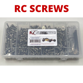 Representative image of an RCScrewZ stainless steel screw kit for HPI Racing Baja 5B 1/5 Gasoline 2WD Buggy RTR (10600, 10601); exact kit contents vary by RC model.