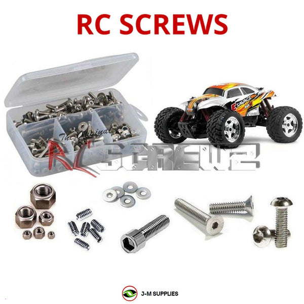 Representative image of an RCScrewZ stainless steel screw kit for HPI E-Savage RTR 1/10 Electric 4WD Monster Truck (507, 508); exact kit contents vary by RC model.