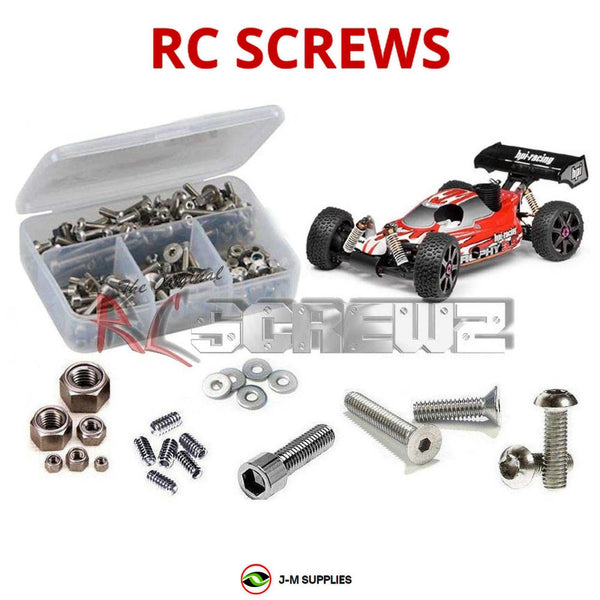 Representative image of an RCScrewZ stainless steel screw kit for HPI Trophy 3.5 1/8 Nitro 4WD Off-Road Buggy (10508); exact kit contents vary by RC model.