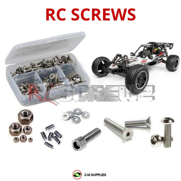 Representative image of an RCScrewZ stainless steel screw kit for HPI Baja 5B v2.0 RTR 1/5 Gas 2WD Off-Road Buggy (110190); exact kit contents vary by RC model.