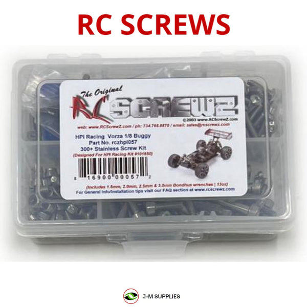 Representative image of an RCScrewZ stainless steel screw kit for HPI Vorza Flux HP 1/8 Brushless Electric 4WD Buggy (101709); exact kit contents vary by RC model.