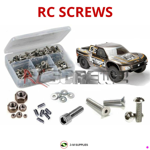 Representative image of an RCScrewZ stainless steel screw kit for HPI Super 5SC Flux 1/5 Electric 4WD SC Truck (106258); exact kit contents vary by RC model.