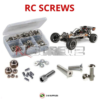Representative image of an RCScrewZ stainless steel screw kit for HPI Baja 5B Flux RTR 1/5 Electric 2WD Buggy (107684); exact kit contents vary by RC model.