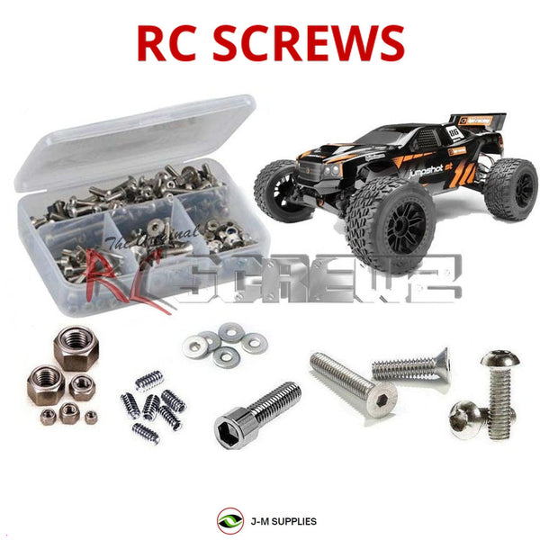 Representative image of an RCScrewZ stainless steel screw kit for HPI Jumpshot ST Flux 1/10 Electric 2WD Stadium Truck (160032); exact kit contents vary by RC model.