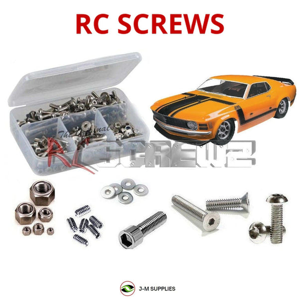 Representative image of an RCScrewZ stainless steel screw kit for HPI Baja 5R 1970 Mustang Boss 302 1/5 Gas 2WD On-Road (115123); exact kit contents vary by RC model.
