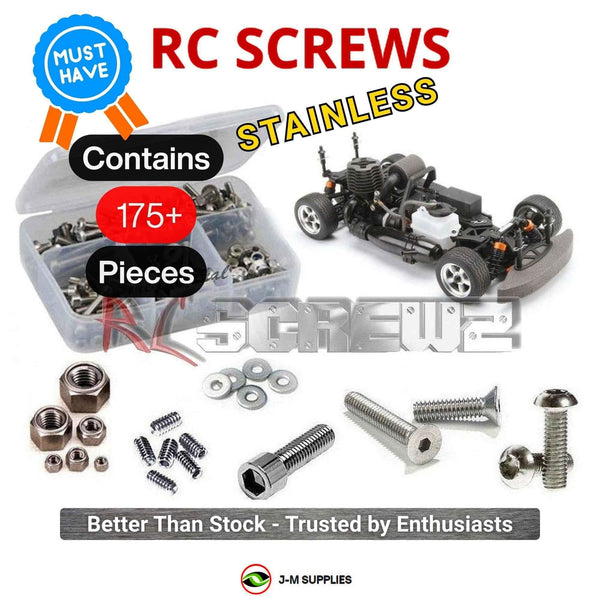 Representative image of an RCScrewZ stainless steel screw kit for HPI Nitro RS4 3 RTR Evo+ 1/10 Nitro 4WD Touring (105936, 105944); exact kit contents vary by RC model.
