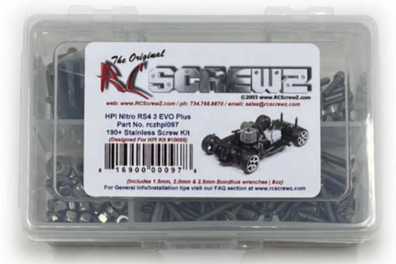 Rustproof, Durable, Quality RCScrewZ Stainless Steel Screw Kit hpi097 for HPI Racing Nitro RS4 3 Evo+ NSX 1/10 Nitro 4WD On-Road Touring Car (#10055) | SET - Affordable Quality | Quick Ship - by J-M SUPPLIES