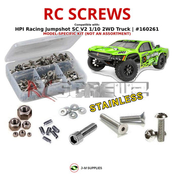 Representative image of an RCScrewZ stainless steel screw kit for HPI Jumpshot SC V2 1/10 Electric 2WD Short Course Truck (160261); exact kit contents vary by RC model.