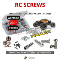 Representative image of an RCScrewZ stainless steel screw kit for HPI Savage XL Flux 2 1/8 Electric 4WD MT (160103, HPI160103); exact kit contents vary by RC model.