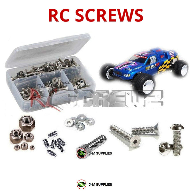 Representative image of an RCScrewZ stainless steel screw kit for Kyosho Ultima ST GP Racing 1/10 Nitro 2WD Truck (31972); exact kit contents vary by RC model.