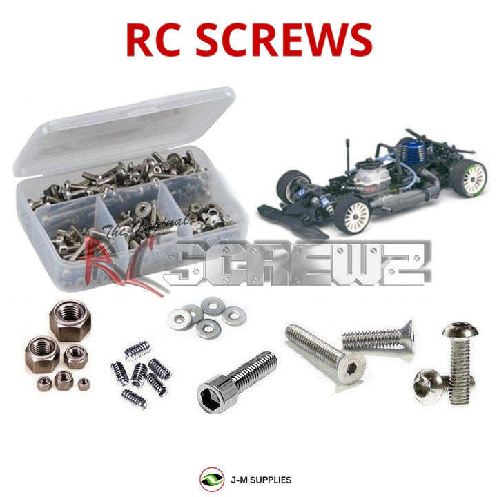 Representative image of an RCScrewZ stainless steel screw kit for Kyosho PureTen V-One RR 1/10 Nitro 4WD Touring (31102); exact kit contents vary by RC model.