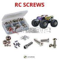 Representative image of an RCScrewZ stainless steel screw kit for Kyosho Mega Force 1/10 Nitro 4WD Monster Truck (31181); exact kit contents vary by RC model.
