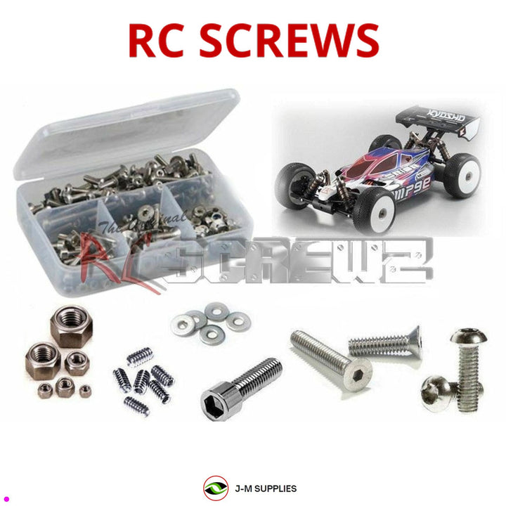Representative image of an RCScrewZ stainless steel screw kit for Kyosho Inferno MP9e TKI 1/8 Electric 4WD Buggy (30897); exact kit contents vary by RC model.