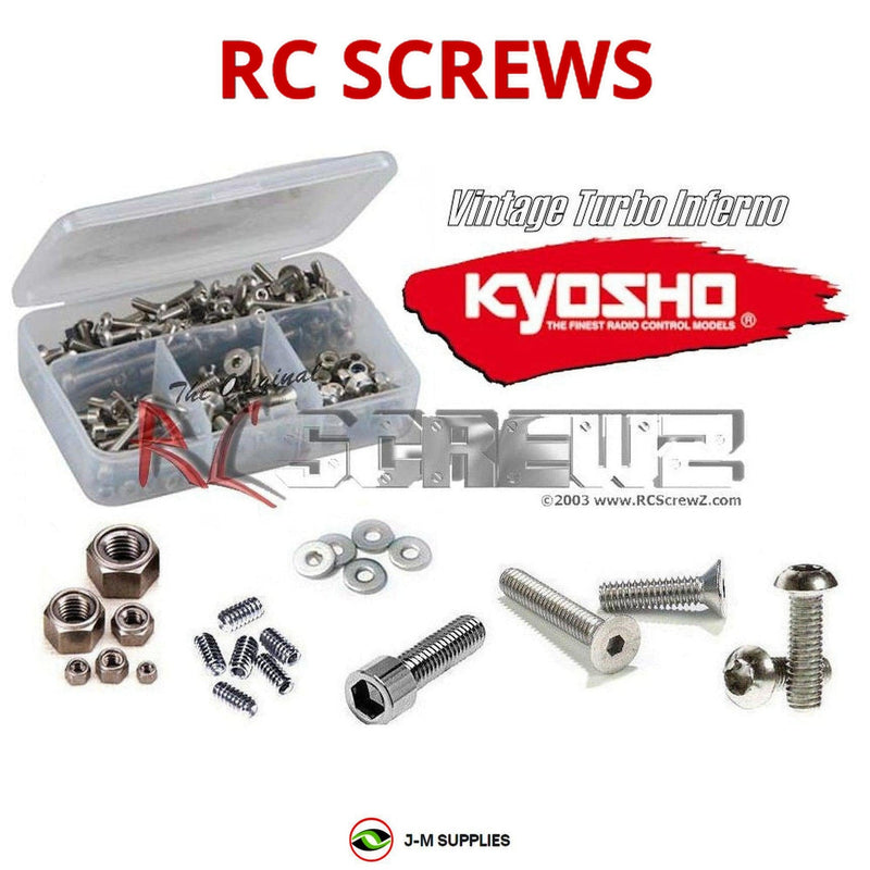 Representative image of an RCScrewZ stainless steel screw kit for Kyosho Turbo Inferno 1/8 Nitro 4WD Buggy (31346); exact kit contents vary by RC model.