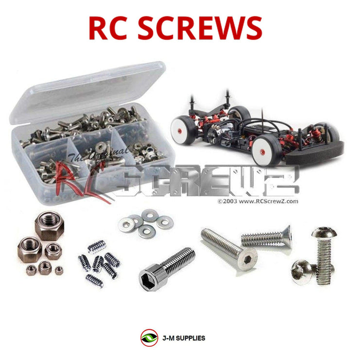 Representative image of an RCScrewZ stainless steel screw kit for Kyosho TF-7 1/10 Electric 4WD Touring Car (30026); exact kit contents vary by RC model.