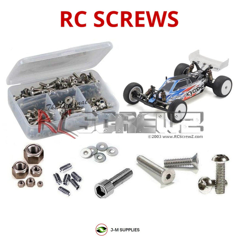 Representative image of an RCScrewZ stainless steel screw kit for Kyosho Ultima RB6.6 1/10 Electric 2WD Buggy (34310B); exact kit contents vary by RC model.
