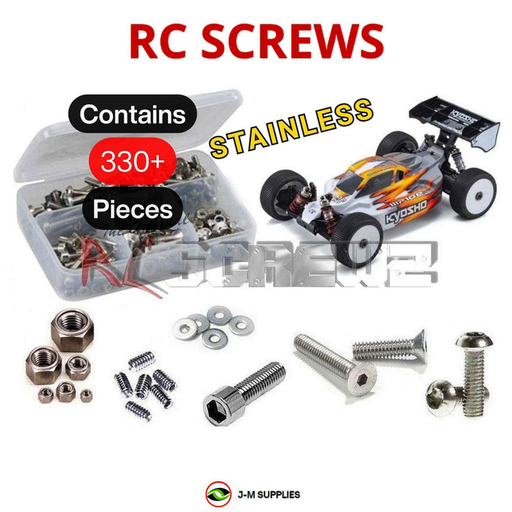 Representative image of an RCScrewZ stainless steel screw kit for Kyosho Inferno MP10e 1/8 Electric 4WD Buggy (34110); exact kit contents vary by RC model.