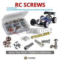 Representative image of an RCScrewZ stainless steel screw kit for Kyosho Inferno MP10e TKI2 1/8 Electric 4WD Buggy (34116); exact kit contents vary by RC model.