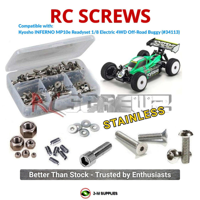 RCScrewZ Stainless Steel Screw Kit kyo217 for Kyosho Inferno MP10e Readyset 1/8 Electric Brushless 4WD Off-Road Racing Buggy (34113, 34113T1) | SET