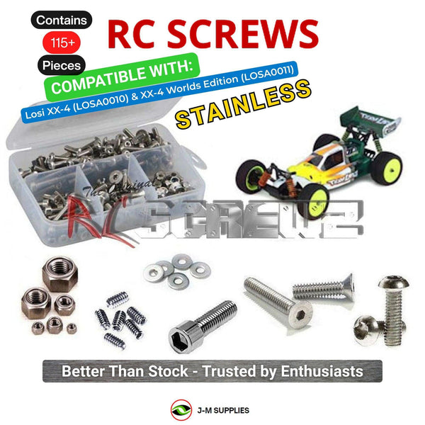 J-M SUPPLIES RC Parts Store - RCScrewZ Stainless Steel Screw Kit los014 for Team Losi XX-4 and XX-4 Worlds Edition 1/10 Electric 4WD Off-Road Buggy (LOSA0010, LOSA0011) | SET
