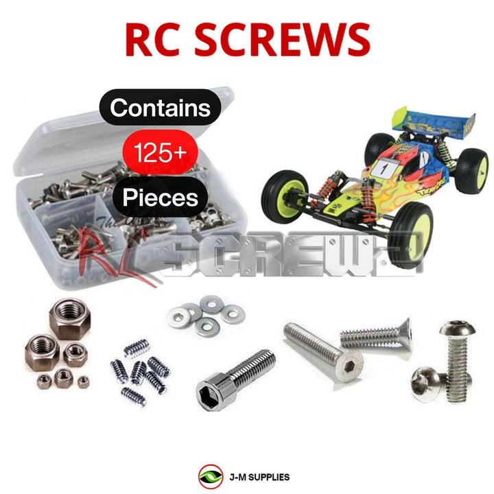 Representative image of an RCScrewZ stainless steel metric conversion screw kit for Losi XXX BK2 Kinwald 1/10 Electric 2WD Buggy (LOSA0030); exact kit contents vary by RC model.