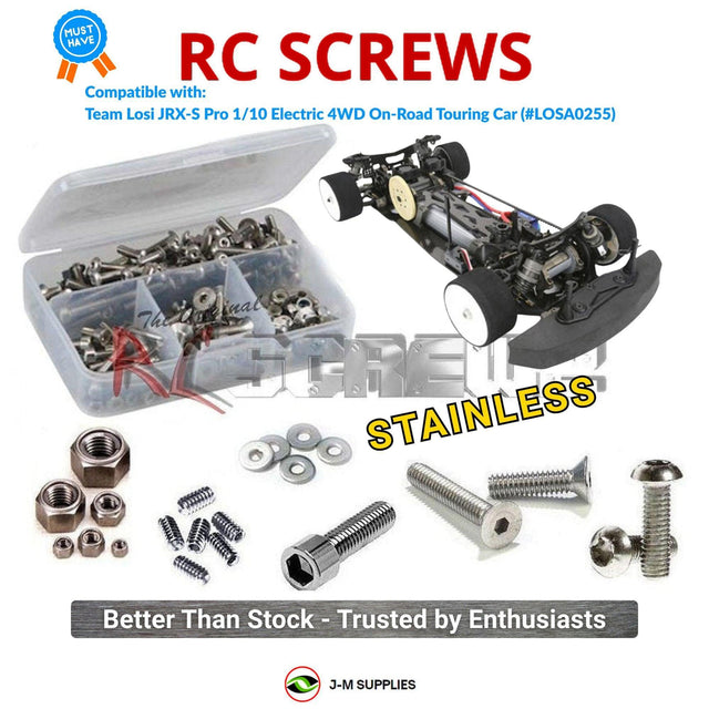 RCScrewZ Stainless Steel Screw Kit los020 for Team Losi JRX-S Pro 1/10 Electric 4WD On-Road Touring Car (LOSA0255) | SET