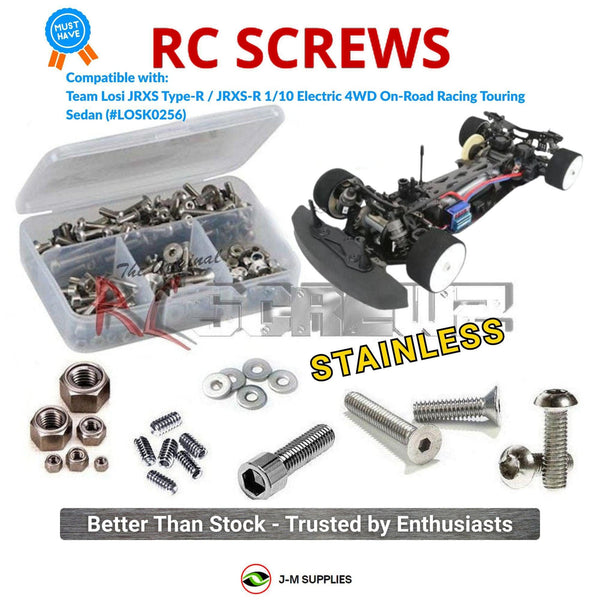 J-M SUPPLIES RC Parts Store - RCScrewZ Stainless Steel Screw Kit los027 for Team Losi JRXS Type-R / JRXS-R 1/10 Electric 4WD On-Road Racing Touring Sedan (LOSK0256) | SET